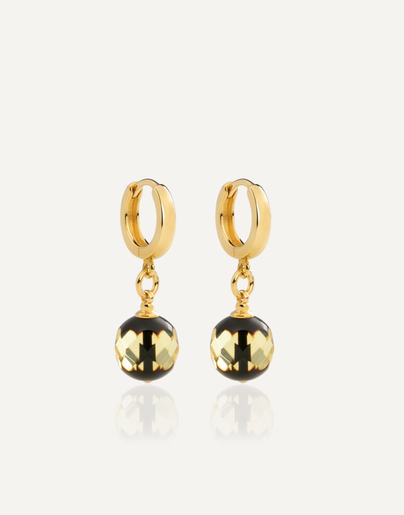 24k gold vermeil sterling silver dangle earrings with 10mm faceted amber bliss mondri jewelry