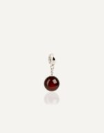 12mm cherry amber rounded pendant silver