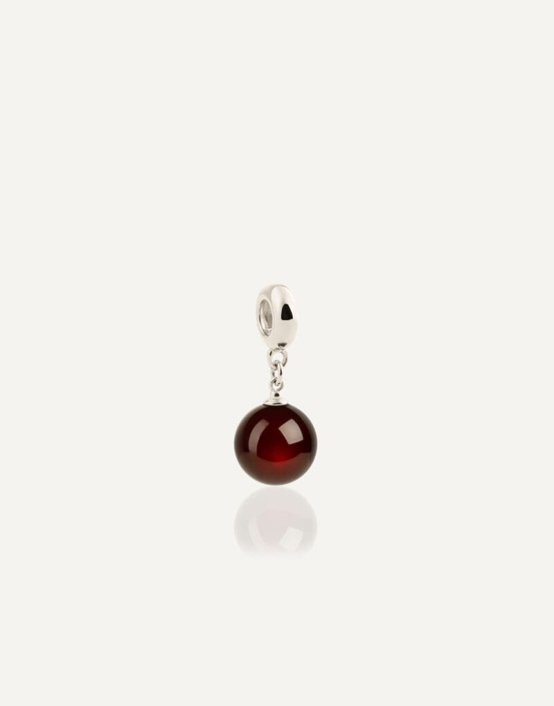 12mm cherry amber rounded pendant silver