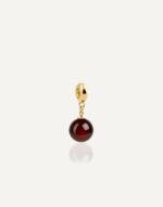 12mm paauksuotas pakabukas su raudonu gintaru golden cherry red