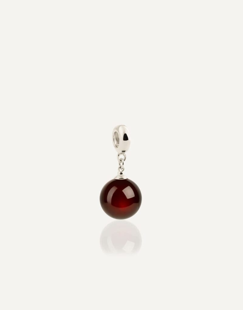 14mm sterling silver red amber pendant cherry