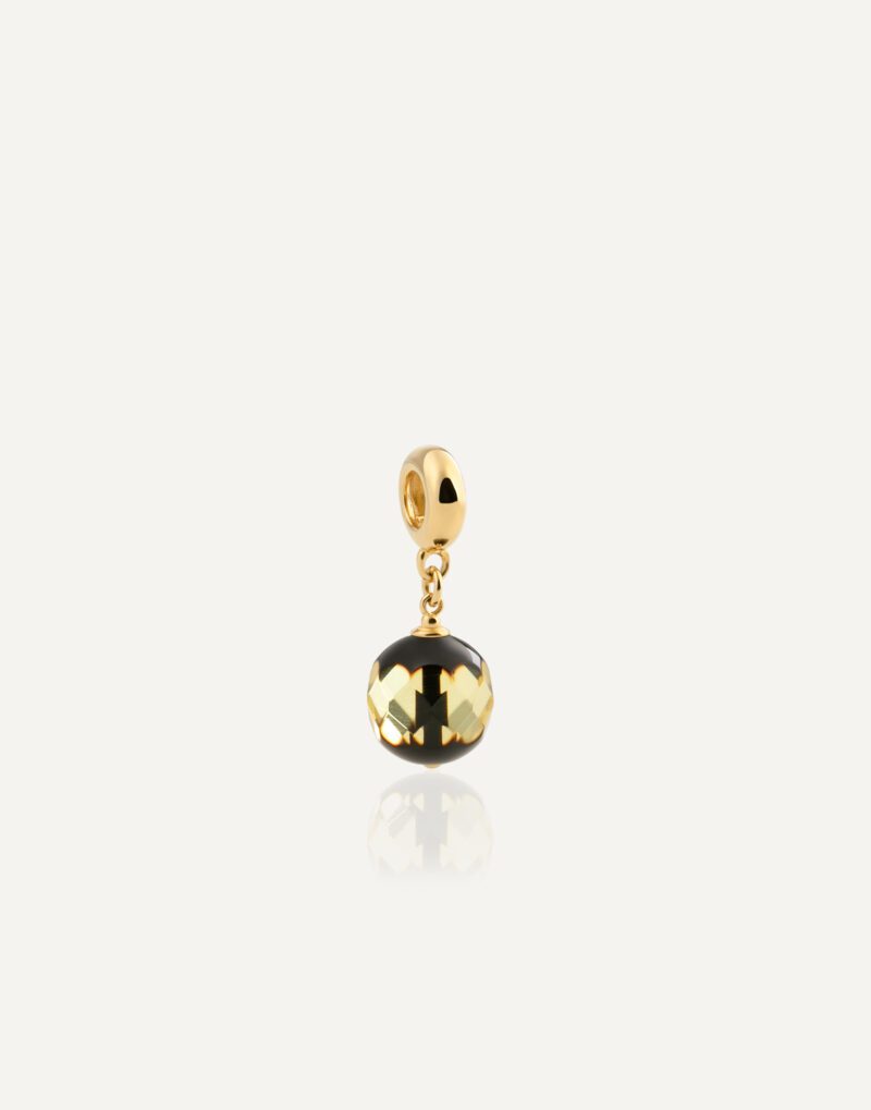 faceted amber pendant with 24K gold vermeil sterling silver bliss Mondri jewelry design