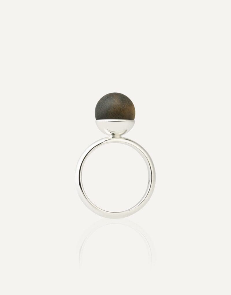 sidabrinis 10 mm juodo gintaro žiedas nero 2