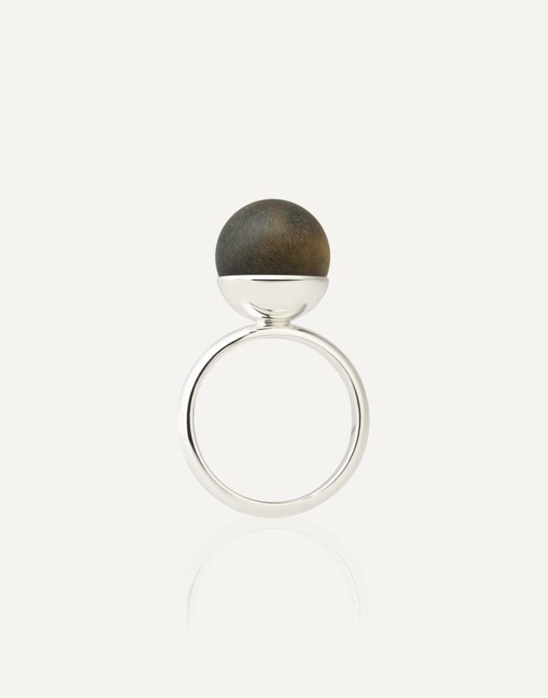 sidabrinis 12 mm juodo gintaro žiedas nero 2