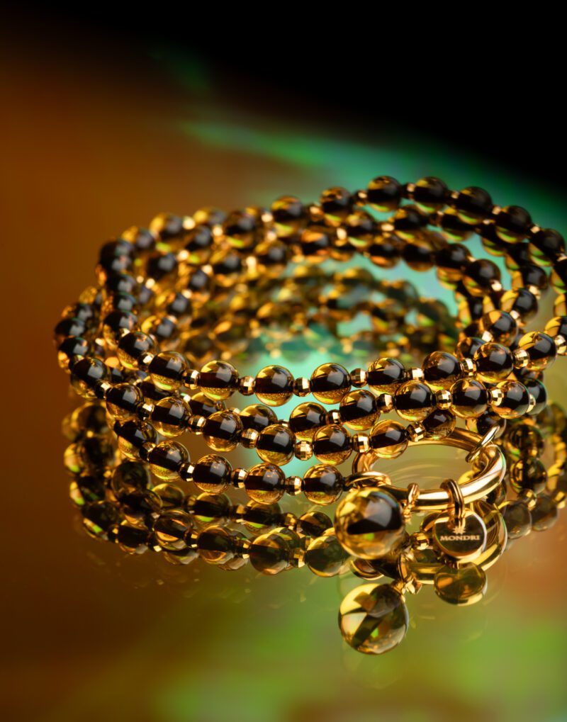 long yellow amber beaded necklace or bracelet gold vermeil sterling silver earrings mondri jewelry tiger