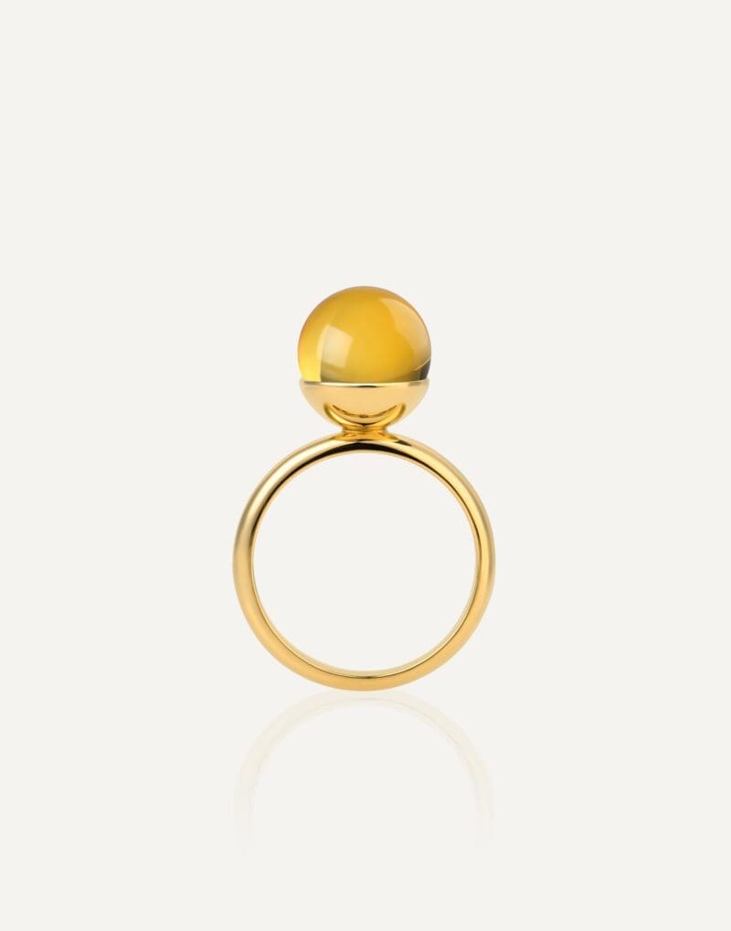 paauksuotas žiedas su 10 mm medaus spalvos gintaru golden lunar