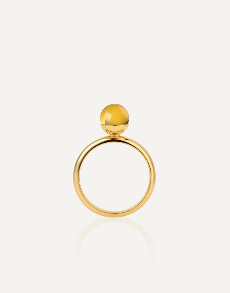 paauksuotas žiedas su 7 mm medaus spalvos gintaru golden lunar