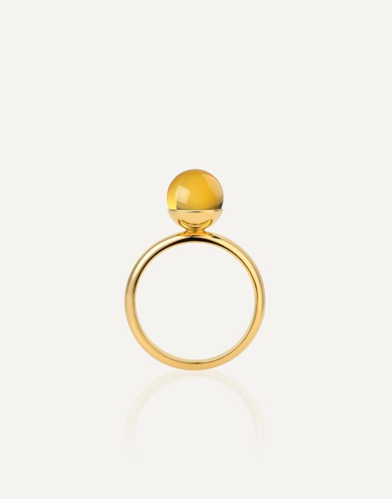 paauksuotas žiedas su 8 mm medaus spalvos gintaru golden lunar