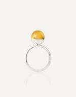 silver ring with 10 mm honey amber lunar