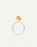 silver ring with 8 mm honey amber lunar