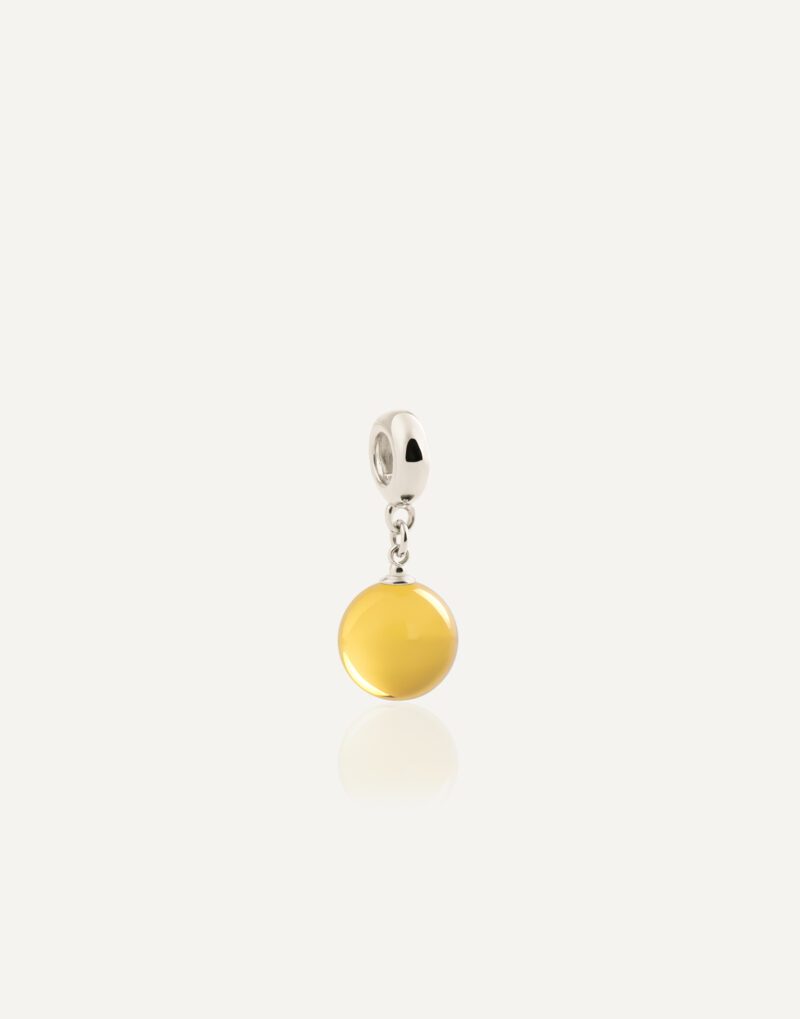 12mm honey amber pendant lunar in silver Mondri