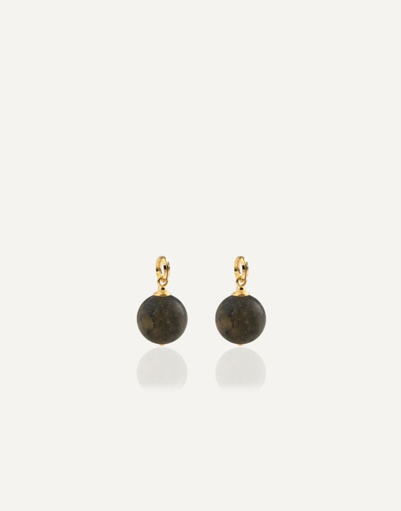 black amber 10mm charms for hoop gold plated silver earrings golden nero