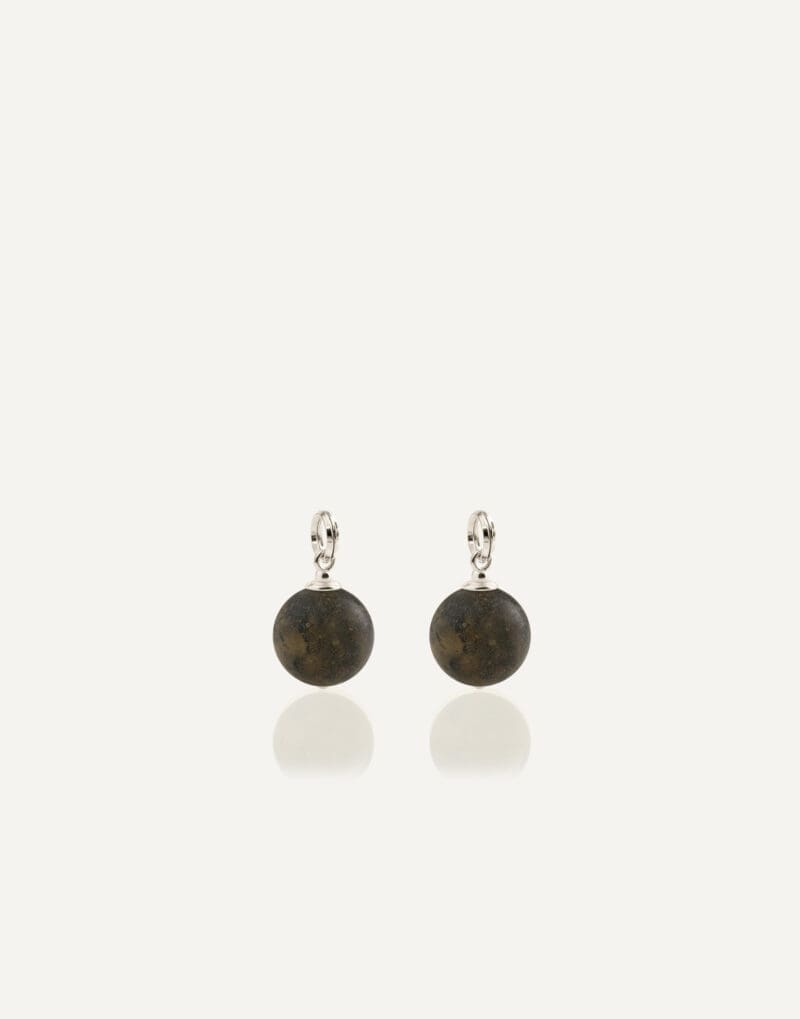 black amber 10mm charms for hoop silver earrings nero