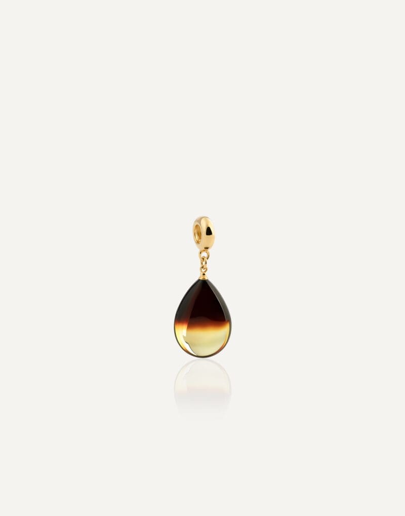 gold-plated teardrop pendant with gradient amber honey drop s size