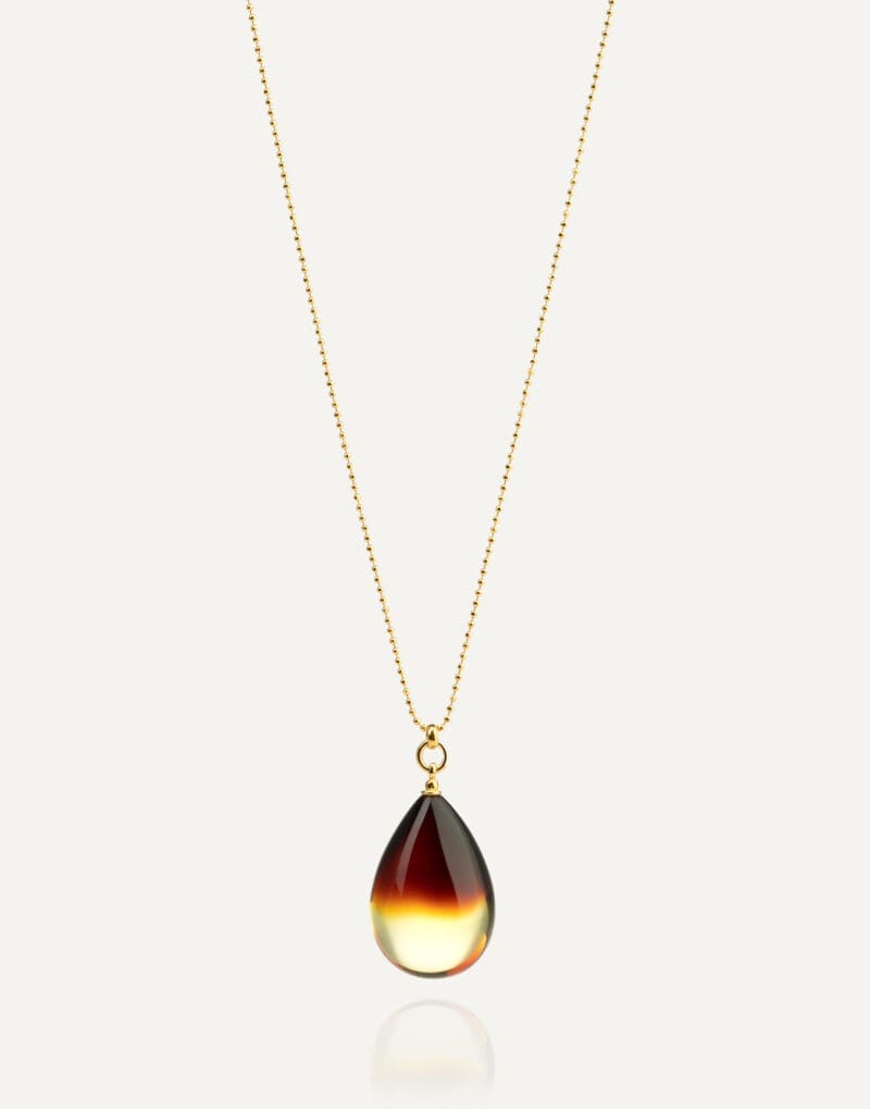 gold vermeil necklace with cognac amber honey drop s size 1