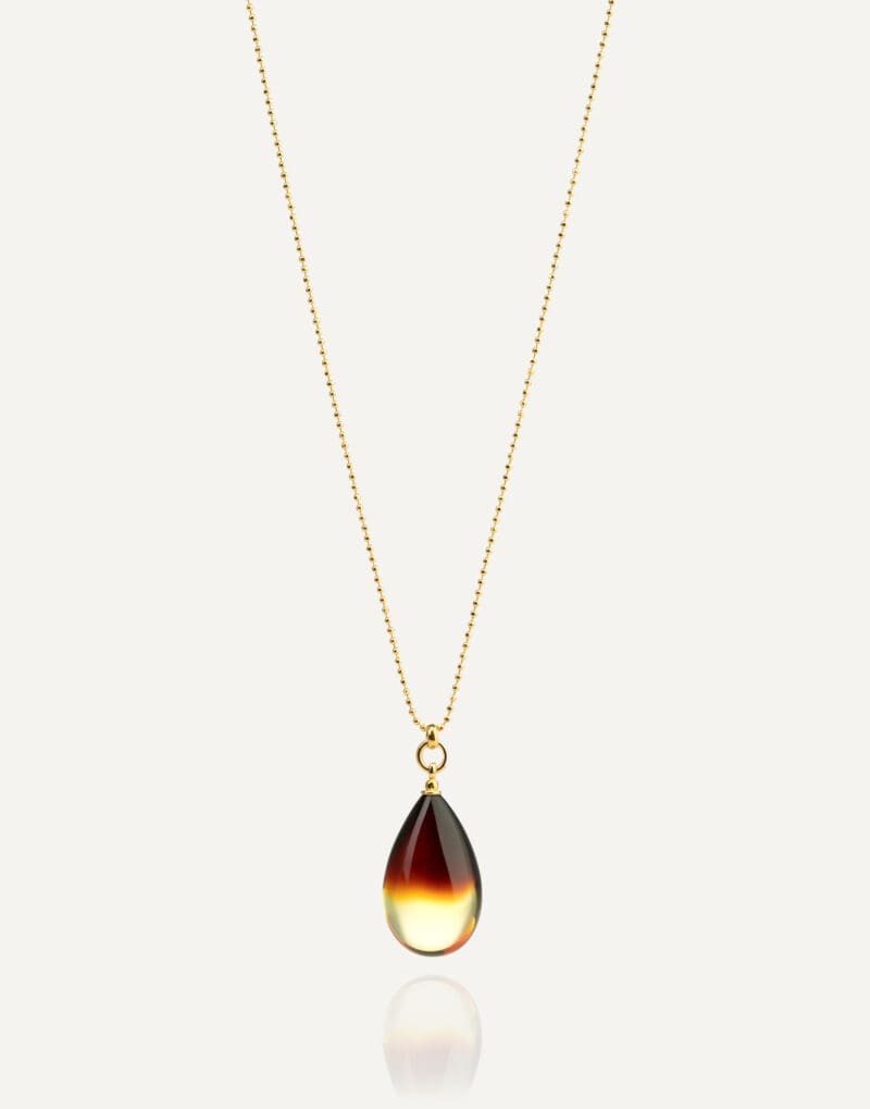 gold vermeil necklace with cognac amber honey drop xs size 1