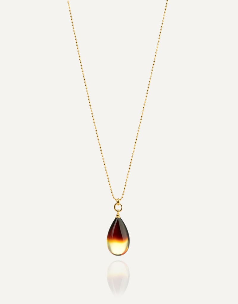 gold vermeil necklace with cognac amber honey drop xxs size 1