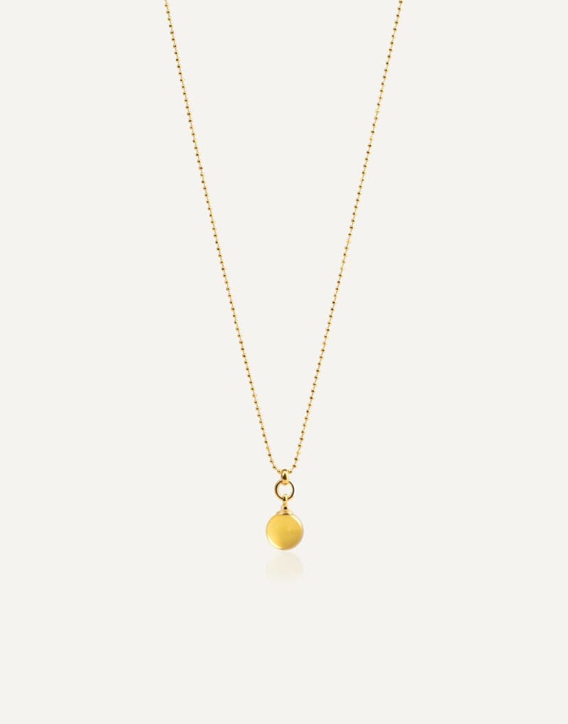 gold vermeil necklace with honey amber ball pendant golden lunar
