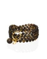 long gold plated necklace bracelet with 5mm black amber beads golden nero 1
