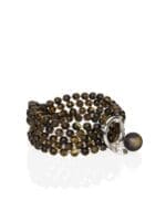 long silver necklace with 5mm black amber beads nero