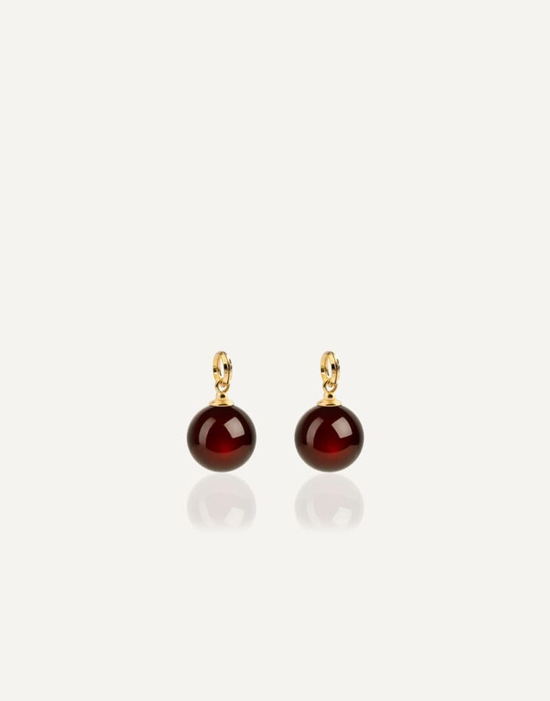 red amber 10mm charms for hoop gold-plated silver earrings golden cherry