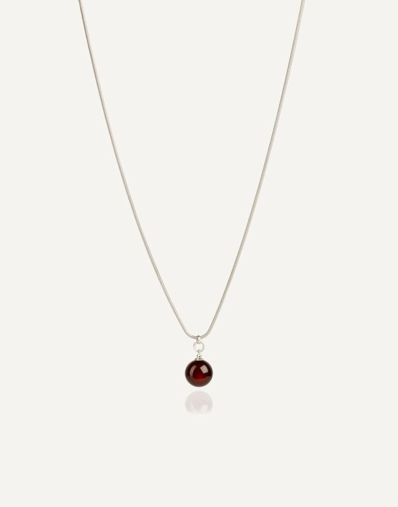 silver necklace with 10mm cherry amber pendant cherry 1