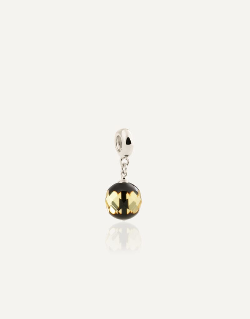 silver pendant with 12mm faceted amber bliss