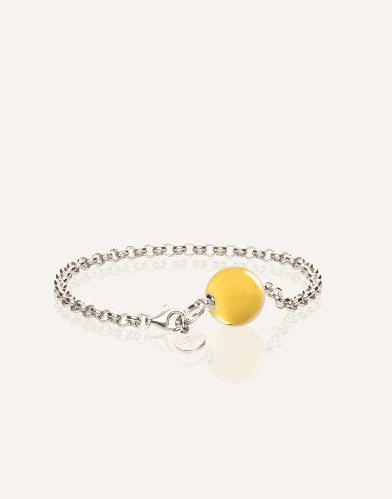 sterling silver bracelet with honey amber lunar