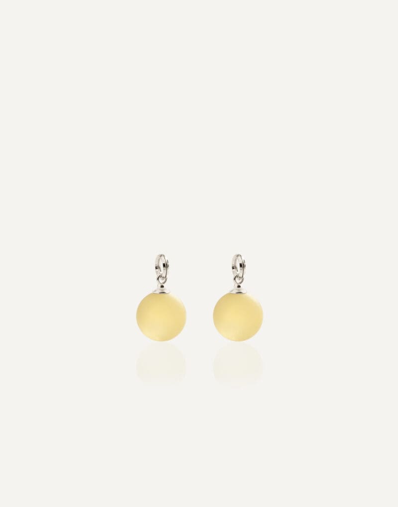 yellow amber 10mm charms for hoop silver earrings lemon