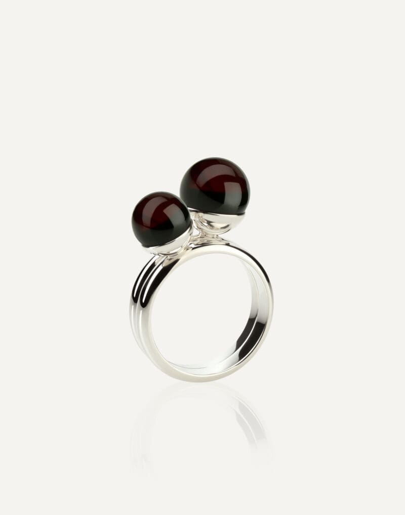 cherry amber 8mm 10mm rings set in silver cherry