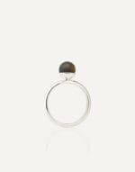 silver ring with 7mm black amber nero