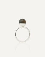 silver ring with 9mm black amber nero