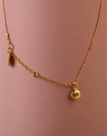 minimalist gold vermeil necklace with 6mm unique genuine Baltic amber marcipano geometric collection mondri jewelry engraving