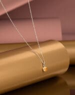 minimalist sterling silver necklace with 6mm unique genuine Baltic amber marcipano geometric collection mondri 2 2