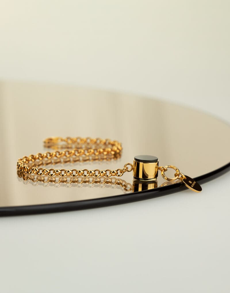 calice chain bracelet black amber gold vermeil sterling silver mondri jewelry