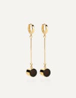 statement dangle earrings with genuine dark amber and 24k gold vermeil silver calice mondri geometric