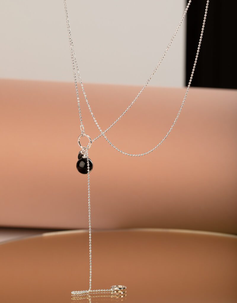 cherry dark amber sterling silver lariat necklace mondri jewelry