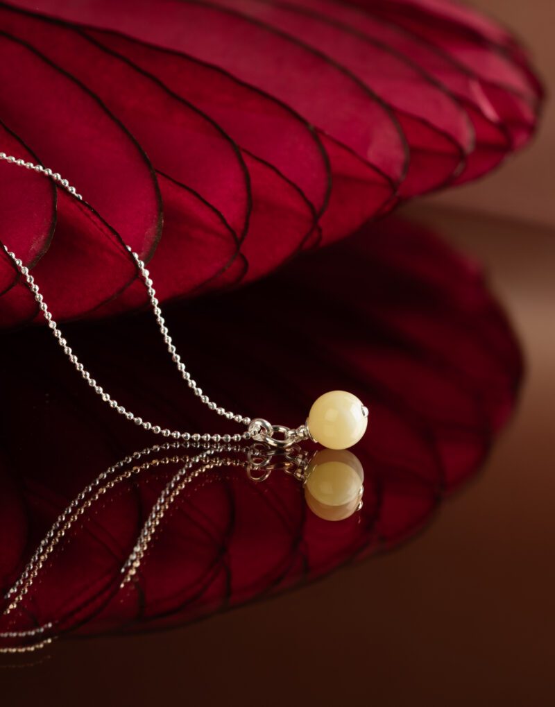 royal white baltic amber necklace with sterling silver chain mondri jewelry christmas gift