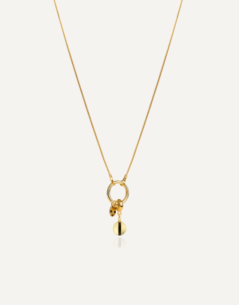 long chain necklace with ring clasp of 24K gold vermeil sterling silver set 11mm pendant tiger mondri jewelry