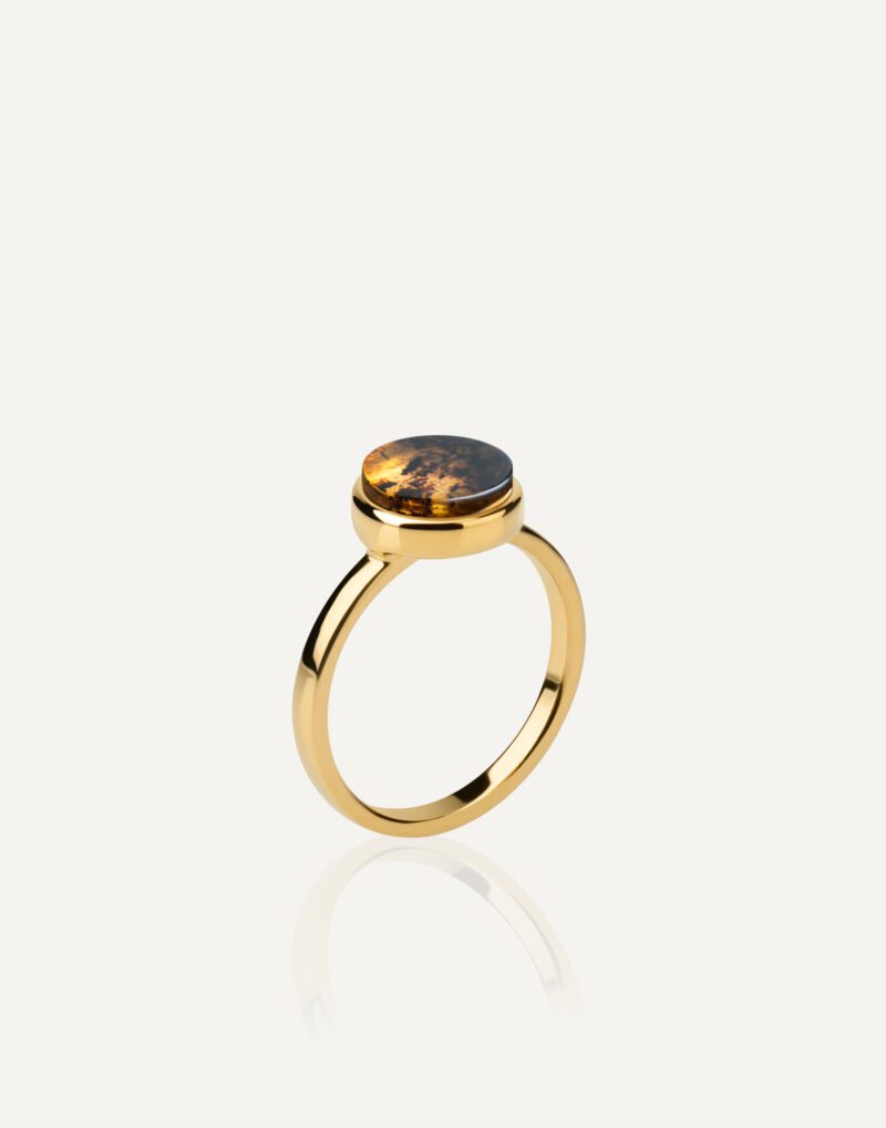 24k gold vermeil sterling silver ring moss with natural amber by mondri jewelry 3 1