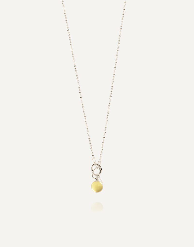lariat necklace with honey amber pendant in sterling silver bead chain lunar adjustable mondri jewelry 2